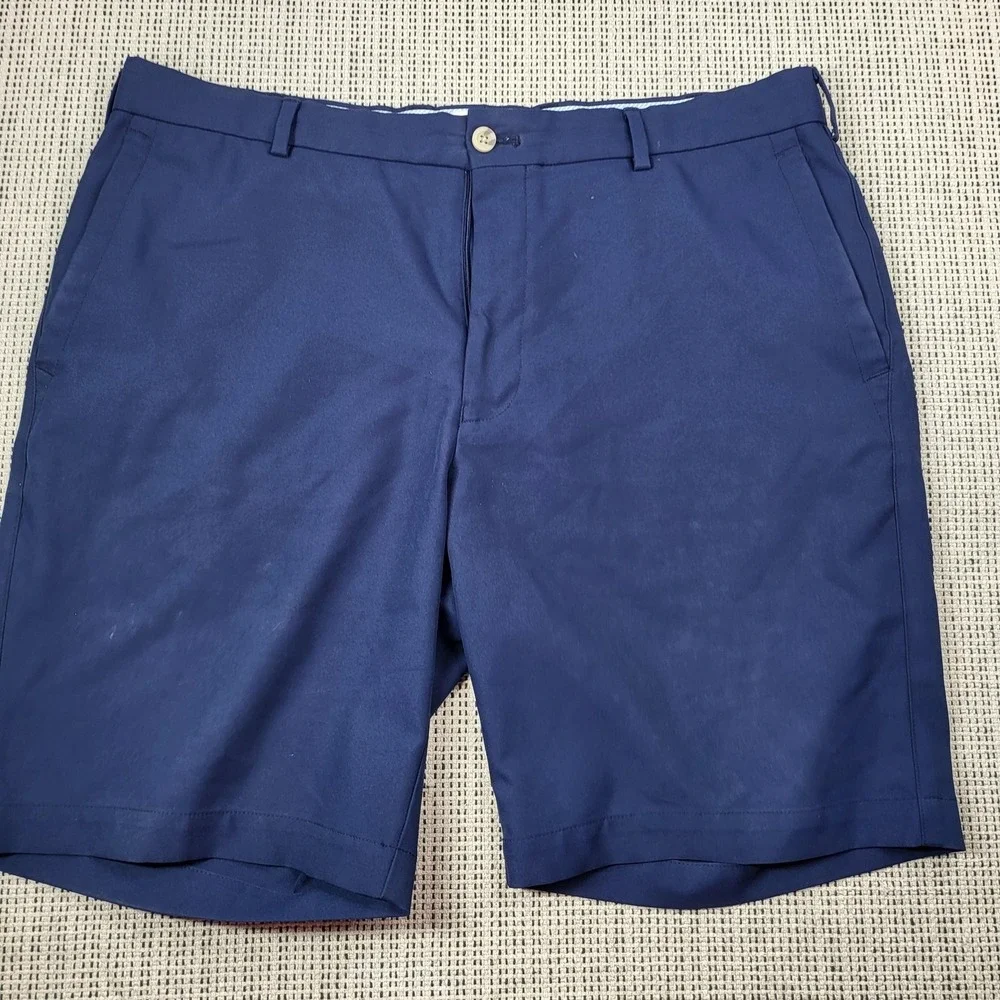 Peter Millar Shorts Mens 35 Blue Golf Performance 9 Inch Inseam‎ Pockets Chino